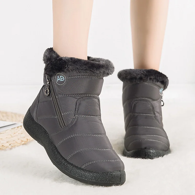 Waterproof Warm Plush Ankle Boots Shoes Women